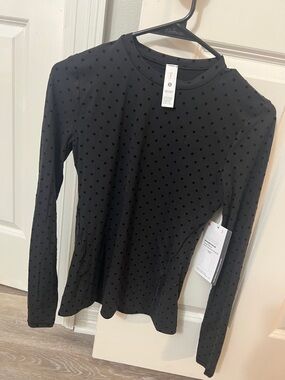 lululemon athletica Black Polka Dot Long Sleeve Wundermost Top